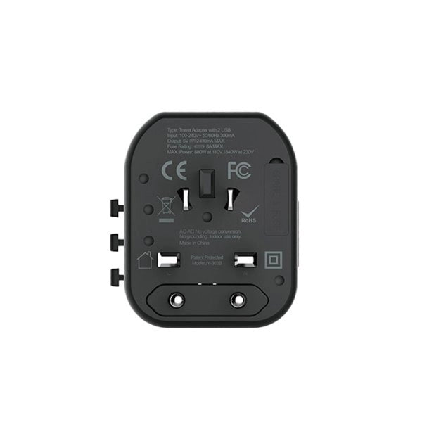 Devia Multi-Function Universal Travel Adapter with Dual USB-A Ports